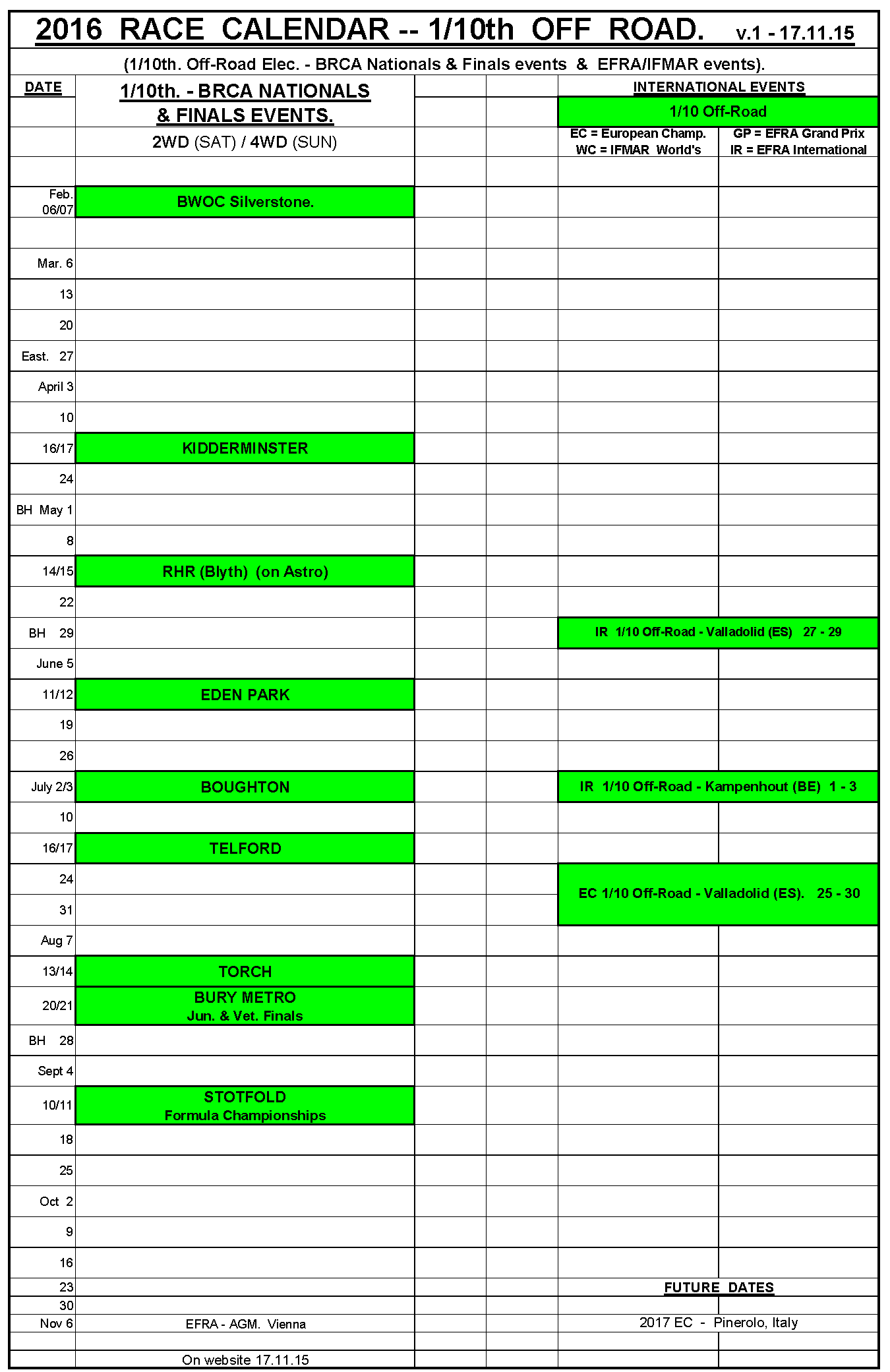 10th Offroad 2016 Calendar